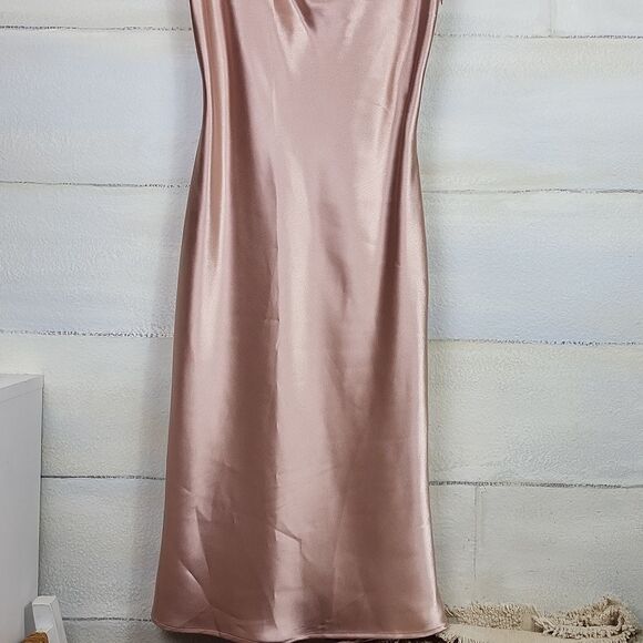 BIRDY GRAY nude gold satin dress. Size M - Picture 2 of 7